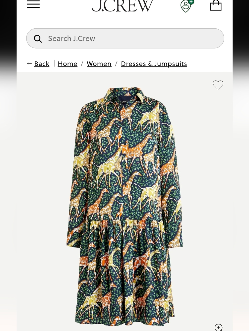 NWT J. Crew Giraffe Print Shirt DRESS Lg TALL Sold Out